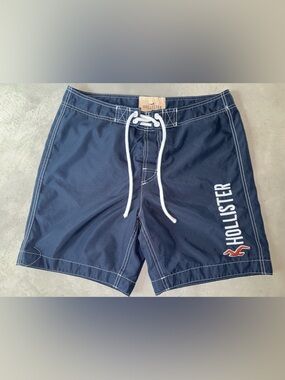Hollister Navy Board Shorts Mens Large Swim Trunks Preppy Y2K